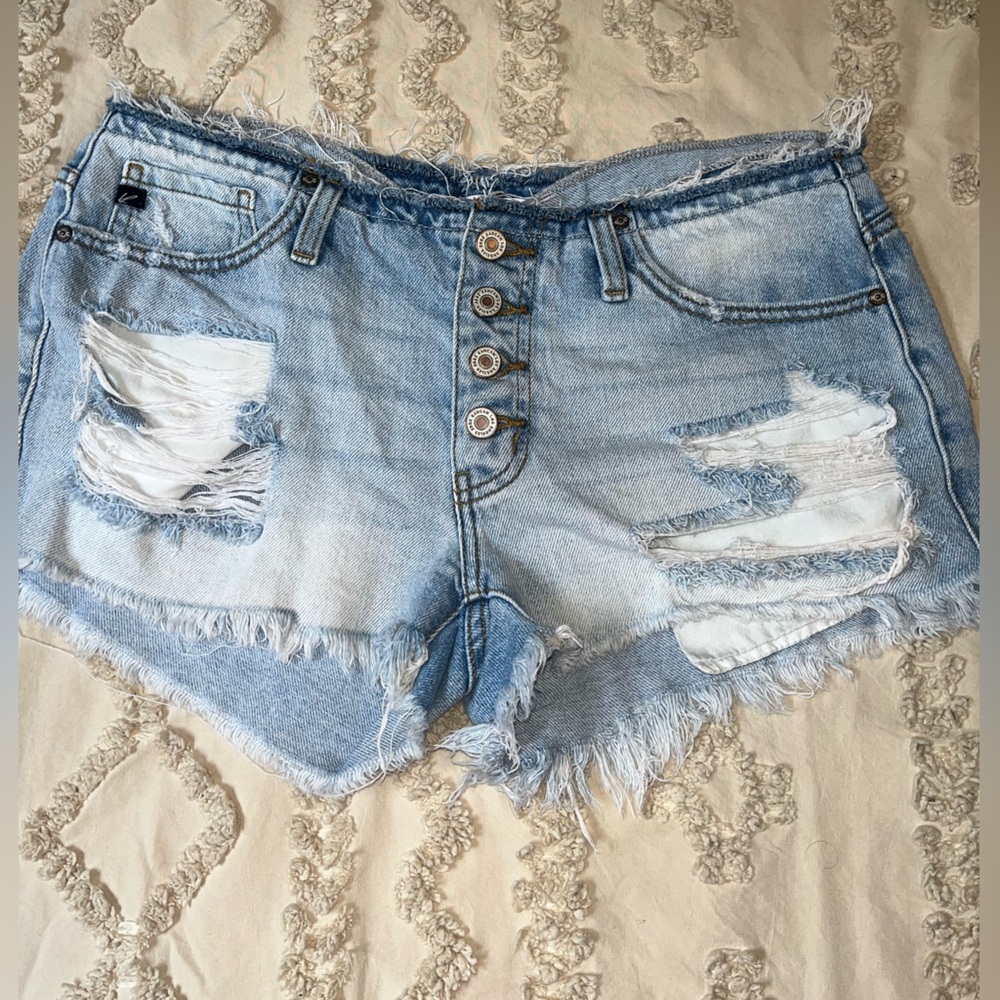 KanCan Light Blue Distressed Denim Shorts